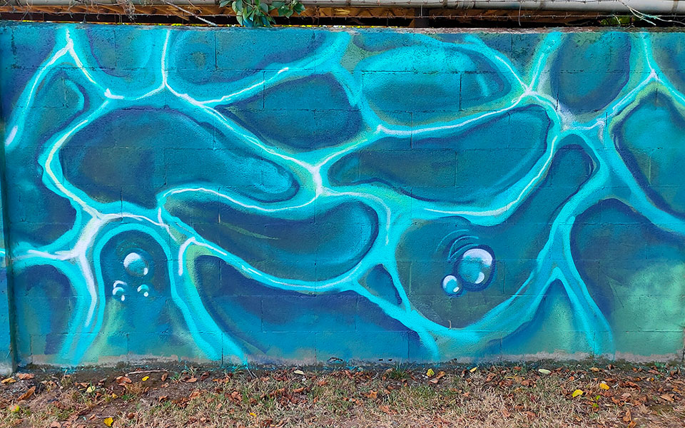 Graffiti en un muro plano detalle del agua